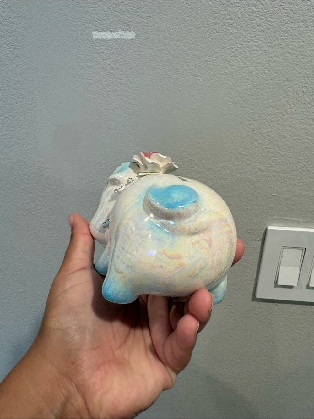 vintage ceramic iridescent hand painted piggy bank made in Japan EUC - Picture 4 of 14